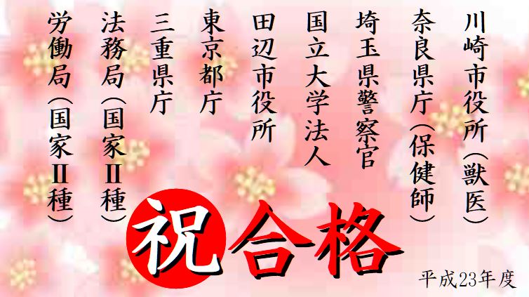公務員試験面接セミナー 合格実績 平成23年度